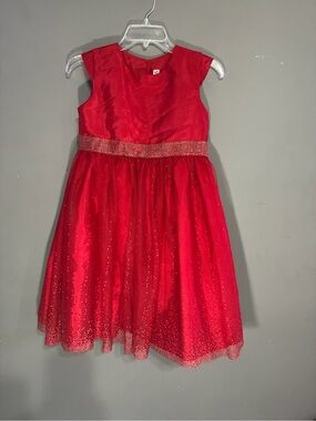 Girls Red Sparkle Tulle Dress